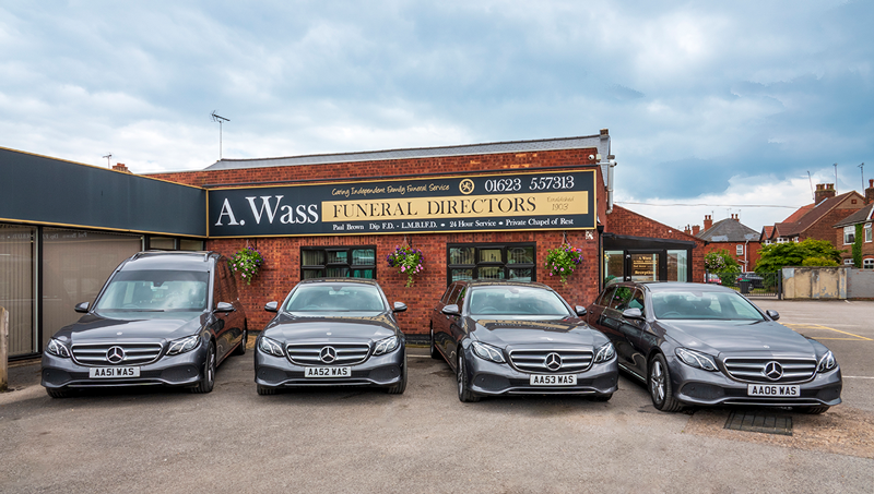 Sutton branch funeral directors Sutton-in-Ashfield exterior with cars outside